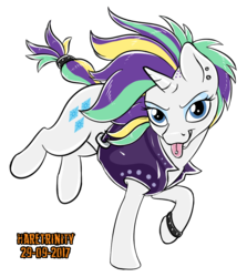 Size: 589x659 | Tagged: safe, artist:haretrinity, rarity, pony, unicorn, g4, it isn't the mane thing about you, alternate hairstyle, female, mare, piercing, punk, raripunk, simple background, solo, tongue piercing, transparent background