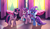 Size: 1980x1138 | Tagged: safe, artist:scootiebloom, starlight glimmer, trixie, twilight sparkle, alicorn, pony, unicorn, g4, my little pony: friendship is magic, no second prances, brooch, cape, clothes, counterparts, eyebrows, female, folded wings, grin, hat, horn, indoors, jewelry, looking at each other, looking at someone, magical trio, mare, open mouth, raised hoof, scene interpretation, smiling, trio, trio female, trixie's brooch, trixie's cape, trixie's hat, twilight sparkle (alicorn), twilight's counterparts, wings