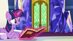 Size: 1280x720 | Tagged: safe, screencap, twilight sparkle, alicorn, pony, g4, not asking for trouble, book, female, magic, mare, prone, solo, twilight sparkle (alicorn), twilight's castle