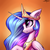 Size: 3000x3000 | Tagged: safe, artist:setharu, princess celestia, alicorn, pony, g4, bust, crown, cute, cutelestia, ear fluff, female, high res, jewelry, looking up, mare, raised hoof, regalia, signature, smiling, solo