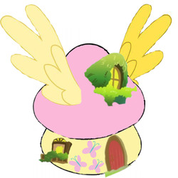 Size: 1500x1500 | Tagged: safe, fluttershy, g4, crossover, cutie mark, implied fluttershy, mushroom, no pony, the smurfs, wat, what has magic done, what has science done, wings