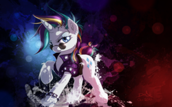 Size: 4200x2625 | Tagged: safe, artist:skodadav, rarity, pony, unicorn, g4, it isn't the mane thing about you, alternate hairstyle, clothes, female, mare, punk, raised hoof, raripunk, solo, sunglasses