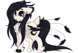 Size: 3000x2048 | Tagged: safe, artist:cinnamontee, oc, oc only, oc:elwi, pony, blue tongue, choker, cloven hooves, colored wings, female, high res, horns, multicolored wings, simple background, solo, tail feathers, tongue out, transparent background