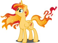 Size: 6758x5036 | Tagged: safe, artist:sugar-loop, sunset shimmer, alicorn, pony, g4, absurd resolution, alicornified, female, fiery shimmer, mare, race swap, shimmercorn, simple background, smiling, solo, sunset shimmer day, transparent background