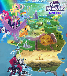 Size: 3945x4500 | Tagged: safe, applejack, fluttershy, pinkie pie, rainbow dash, rarity, storm king, tempest shadow, twilight sparkle, alicorn, pony, g4, my little pony: the movie, mane six, map, map of equestria, twilight sparkle (alicorn)