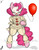 Size: 1700x2200 | Tagged: safe, artist:aer0 zer0, pinkie pie, earth pony, pony, g4, balloon, clothes, clown, cosplay, costume, crossover, evil smile, female, it, looking at you, pennywise, pinkiewise, simple background, smiling, solo, white background, wip