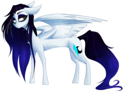 Size: 2811x2098 | Tagged: safe, artist:diaxmineowo, oc, oc only, pegasus, pony, chest fluff, female, floppy ears, frown, goth, high res, looking back, mare, simple background, solo, standing, transparent background