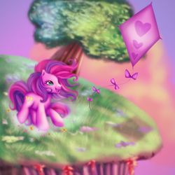 Size: 2048x2048 | Tagged: safe, artist:equmoria, skywishes, g3, female, g3betes, high res, kite, solo, tree