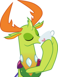 Size: 3001x3970 | Tagged: safe, artist:cloudy glow, thorax, changedling, changeling, g4, triple threat, .ai available, changeling king, cup, drinking, eyes closed, food, high res, king thorax, male, simple background, solo, tea, teacup, transparent background, vector