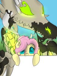 Size: 3024x4032 | Tagged: safe, artist:jubyskylines, fluttershy, butterfly, dragon, undead, g4