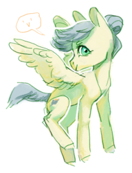 Size: 674x876 | Tagged: safe, artist:amphoera, oc, oc only, oc:venti via, pegasus, pony, beanbrows, emoticon, eyebrows, female, looking at you, mare, simple background, solo, spread wings, white background, wings