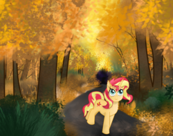 Size: 5000x3942 | Tagged: safe, artist:lifes-remedy, sunset shimmer, pony, unicorn, g4, absurd resolution, autumn, female, mare, solo, sunset shimmer day, tree