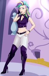 Size: 1000x1549 | Tagged: safe, artist:emberfan11, rarity, human, g4, it isn't the mane thing about you, alternate hairstyle, boots, clothes, female, high heel boots, humanized, mohawk, piercing, punk, raripunk, shoes, solo, thigh boots