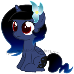 Size: 527x528 | Tagged: safe, artist:ipandacakes, oc, oc only, oc:nightfly, alicorn, pony, base used, female, filly, flower, flower in hair, offspring, parent:king sombra, parent:princess luna, parents:lumbra, simple background, solo, transparent background