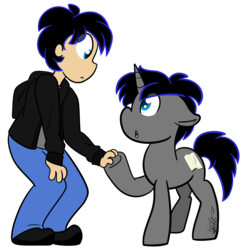 Size: 2997x3000 | Tagged: safe, artist:befishproductions, oc, oc only, oc:epic fable, human, pony, unicorn, clothes, high res, human ponidox, male, self ponidox, simple background, stallion, transparent background