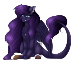 Size: 1024x854 | Tagged: safe, artist:mauuwde, oc, oc only, oc:ender heart, pegasus, pony, female, mare, simple background, sitting, solo, tongue out, transparent background
