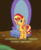 Size: 1083x1323 | Tagged: safe, artist:zharkaer, sunset shimmer, alicorn, pony, equestria girls, g4, alicornified, curved horn, female, good end, horn, magic mirror, mare, race swap, shimmercorn, solo, sunset shimmer day, text