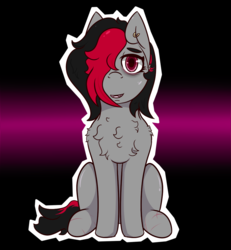 Size: 869x939 | Tagged: safe, artist:lazerblues, oc, oc only, oc:miss eri, black and red mane, chest fluff, ear piercing, looking at you, piercing, scar, solo, two toned mane