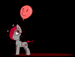 Size: 1300x1000 | Tagged: safe, artist:lazerblues, oc, oc only, oc:miss eri, balloon, black and red mane, solo, two toned mane