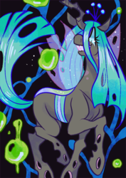 Size: 629x886 | Tagged: safe, artist:flickex, queen chrysalis, changeling, changeling queen, g4, evil smile, female, grin, smiling, solo