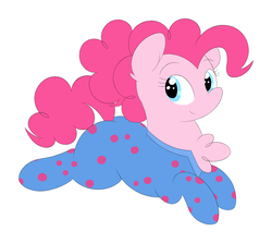 Size: 1495x1336 | Tagged: safe, artist:php66, pinkie pie, g4, rock solid friendship, chest fluff, clothes, footed sleeper, pajamas, pie sisters pajamas, ponytail, simple background, solo, white background