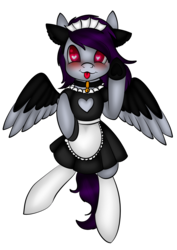 Size: 2480x3496 | Tagged: safe, artist:xcinnamon-twistx, oc, oc only, oc:cinnamon twist, pegasus, pony, blushing, cat ears, clothes, high res, maid, simple background, stockings, thigh highs, transparent background