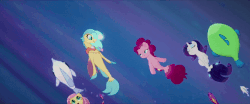Size: 600x250 | Tagged: safe, screencap, fluttershy, pinkie pie, princess skystar, rainbow dash, rarity, fish, seapony (g4), g4, my little pony: the movie, animated, dorsal fin, female, fin, fin wings, fins, fish tail, flowing mane, flowing tail, gif, ocean, seaponified, seapony applejack, seapony fluttershy, seapony pinkie pie, seapony rainbow dash, seapony rarity, seaquestria, smiling, species swap, swimming, tail, underwater, water, wings