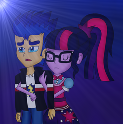 Size: 944x947 | Tagged: safe, artist:lonelychocolatchip, flash sentry, sci-twi, twilight sparkle, equestria girls, g4, comforting, couple, female, male, ship:flashlight, ship:sci-flash, shipping, straight