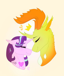 Size: 1600x1900 | Tagged: safe, artist:glitchthunder, starlight glimmer, thorax, changedling, changeling, pony, unicorn, g4, cute, eyes closed, female, glimax, glimmerbetes, king thorax, male, shipping, straight, thorabetes