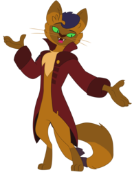 Size: 3582x4671 | Tagged: safe, artist:ejlightning007arts, capper dapperpaws, abyssinian, cat, anthro, digitigrade anthro, g4, my little pony: the movie, chest fluff, clothes, coat, male, open mouth, simple background, solo, transparent background, vector