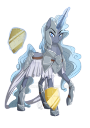 Size: 600x847 | Tagged: safe, artist:basykail, oc, oc only, oc:northern lights, pony, unicorn, armor, magic, male, shield, simple background, solo, transparent background, watermark