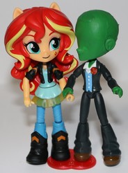 Size: 1152x1566 | Tagged: safe, sunset shimmer, oc, oc:anon, equestria girls, g4, canon x oc, customized toy, doll, equestria girls minis, eqventures of the minis, holding hands, irl, photo, toy