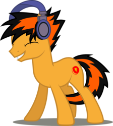 Size: 1280x1426 | Tagged: safe, artist:tsabak, oc, oc only, oc:ashton roxel, eyes closed, headphones, male, stallion, tail between legs