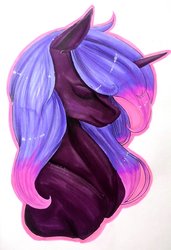 Size: 1024x1495 | Tagged: safe, artist:oneiria-fylakas, oc, oc only, pony, unicorn, bust, eyes closed, female, mare, portrait, solo