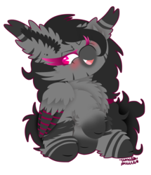 Size: 1024x1188 | Tagged: safe, artist:vanillaswirl6, oc, oc only, pegasus, pony, blushing, colored eyelashes, colored hooves, colored pupils, colored wings, commission, cute, cute little fangs, fangs, female, hair tie, ocbetes, one eye closed, open mouth, simple background, sitting, solo, stripes, transparent background, wink, ych result