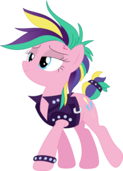 Size: 2577x3588 | Tagged: safe, artist:porygon2z, pinkie pie, earth pony, pony, g4, it isn't the mane thing about you, alternate hairstyle, female, high res, mare, punk, punkie pie, simple background, solo, transparent background