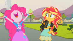 Size: 1920x1080 | Tagged: safe, screencap, pinkie pie, sunset shimmer, equestria girls, g4, my little pony equestria girls: friendship games