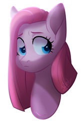 Size: 744x1119 | Tagged: safe, artist:worldlofldreams, pinkie pie, earth pony, pony, g4, bust, female, mare, pinkamena diane pie, portrait, sad, simple background, solo, white background