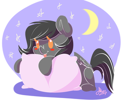Size: 2406x1975 | Tagged: safe, artist:fatcakes, oc, oc only, oc:charcoal, pegasus, pony, pillow, raspberry, solo, tongue out