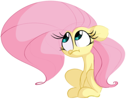 Size: 1588x1261 | Tagged: safe, artist:hattsy, fluttershy, pegasus, pony, g4, female, floppy ears, looking up, mare, sitting, solo