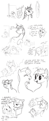 Size: 1240x3030 | Tagged: safe, artist:spectralunicorn, spike, star swirl the bearded, sweetie belle, twilight sparkle, alicorn, classical unicorn, dragon, pony, unicorn, g4, :i, beard, cloven hooves, comic, dialogue, electric razor, eyes closed, facial hair, female, filly, goatee, grayscale, horn, leonine tail, levitation, magic, male, mare, mirror, monochrome, open mouth, stallion, starry eyes, telekinesis, twilight sparkle (alicorn), unshorn fetlocks, wingding eyes