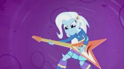 Size: 1280x720 | Tagged: safe, screencap, trixie, equestria girls, g4, female, guitar, solo