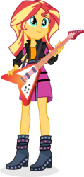 Size: 4101x8589 | Tagged: safe, artist:punzil504, sunset shimmer, equestria girls, g4, my little pony equestria girls: better together, absurd resolution, boots, clothes, electric guitar, female, guitar, high heel boots, musical instrument, shoes, simple background, skirt, solo, transparent background