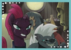 Size: 3588x2544 | Tagged: safe, screencap, capper dapperpaws, grubber, tempest shadow, abyssinian, anthro, g4, my little pony: the movie, broken horn, eye scar, high res, horn, scar