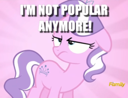 Size: 617x475 | Tagged: safe, edit, edited screencap, screencap, diamond tiara, earth pony, pony, g4, annoyed, discovery family logo, female, filly, floppy ears, frown, image macro, meme, solo