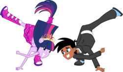 Size: 5121x3001 | Tagged: safe, artist:kevintoons915, twilight sparkle, oc, oc:kevin reyes, equestria girls, g4, dancing, fall formal outfits, ponied up, simple background, transparent background, twilight sparkle (alicorn), upside down