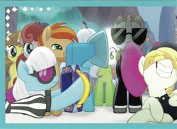 Size: 3581x2601 | Tagged: safe, screencap, code red, nougat praliné, photo finish, songbird serenade, toadstool blossom, vinny, earth pony, pegasus, pony, unicorn, g4, my little pony: the movie, background pony, camera, female, high res, male, mare, pulp fiction, stallion, unnamed character, unnamed pony, vincent vega
