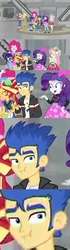 Size: 1920x6854 | Tagged: safe, screencap, flash sentry, sunset shimmer, equestria girls, g4, good vibes, my little pony equestria girls: summertime shorts, flash sentry gets all the mares, food, fountain, harem, japanese, looking at you, pouting, screencap comic, shoes, sneakers, sunset sushi, sushi, tenso, waifu stealing, water