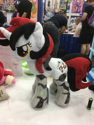 Size: 1600x2133 | Tagged: safe, artist:rubiowolf, oc, oc only, oc:blackjack, cyborg, pony, unicorn, fallout equestria, fallout equestria: project horizons, amputee, cybernetic legs, irl, level 1 (project horizons), photo, plushie, watermark