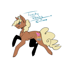Size: 1400x1300 | Tagged: safe, artist:php115, artist:silent-umbra, derpibooru exclusive, oc, oc only, oc:toasty treats, earth pony, pony, base used, female, magical lesbian spawn, mare, offspring, paint tool sai, parent:applejack, parent:pinkie pie, parents:applepie, solo, text
